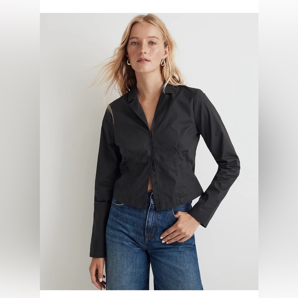 Madewell Poplin Hook-Front Shrunken Shirt
